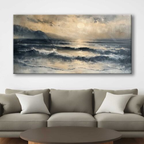 Soyut Gün Batımında Deniz Manzarası Dekoratif Kanvas Tablo - VOOV3113
