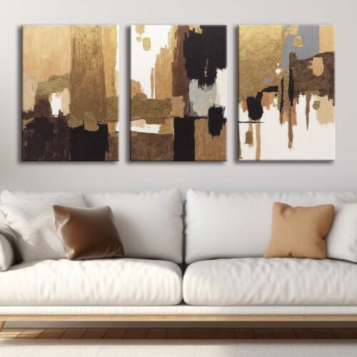 Soyut Modern Kanvas Tablo - 3'lü Canvas Tablo Seti - VOOV4360