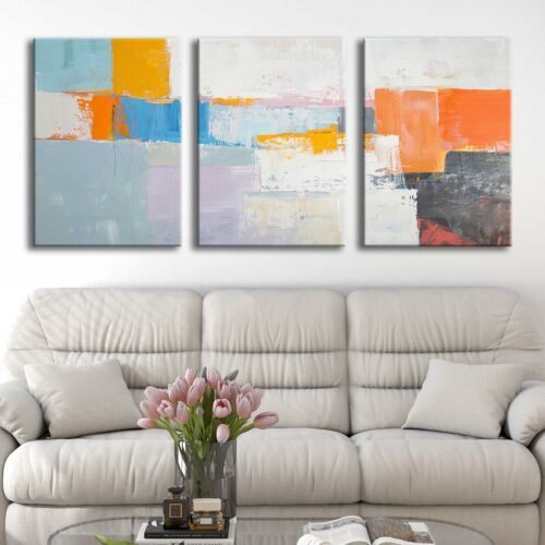 Soyut Modern Kanvas Tablo - 3'lü Canvas Tablo Seti - VOOV4362