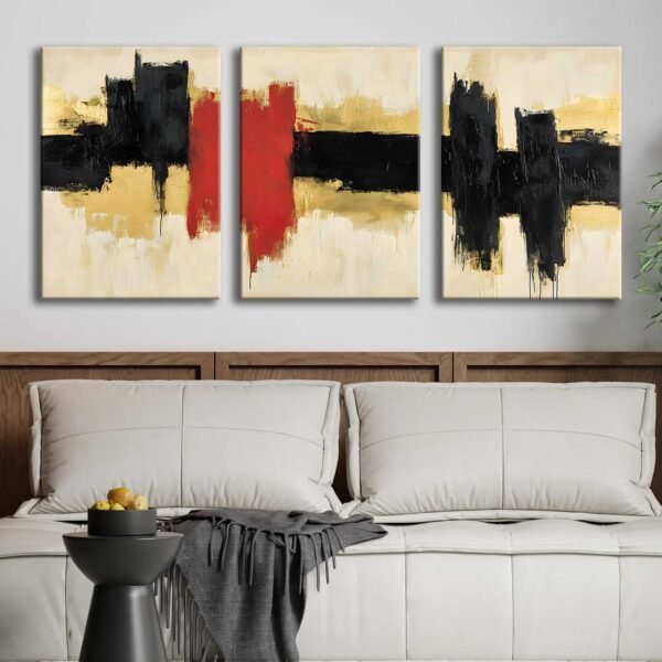 Soyut Modern Kanvas Tablo - 3'lü Canvas Tablo Seti - VOOV4364