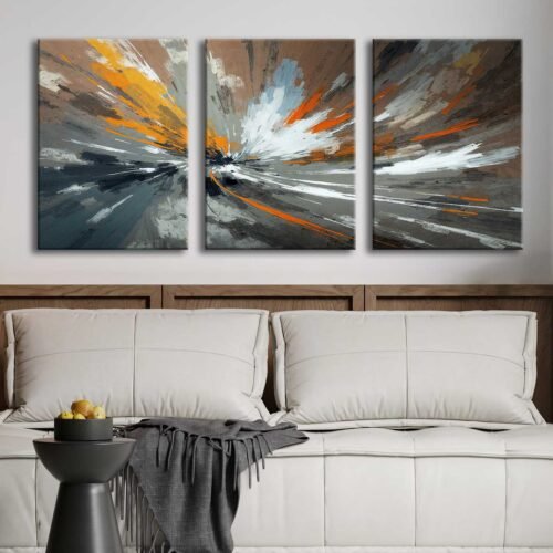 Soyut Modern Kanvas Tablo - 3'lü Canvas Tablo Seti - VOOV4366