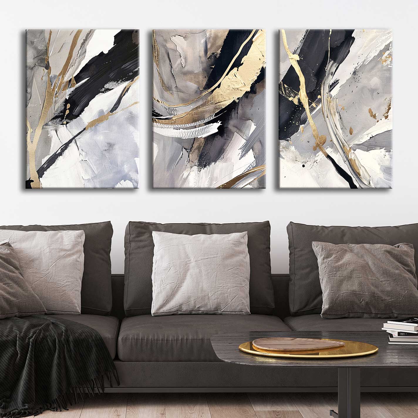 Soyut Modern Kanvas Tablo – 3’lü Canvas Tablo Seti – VOOV4371