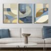 Soyut Modern Şekiller Kanvas Tablo - 3'lü Canvas Tablo Seti - VOOV4372