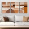 Soyut Modern Şekiller Kanvas Tablo - 3'lü Canvas Tablo Seti - VOOV4373