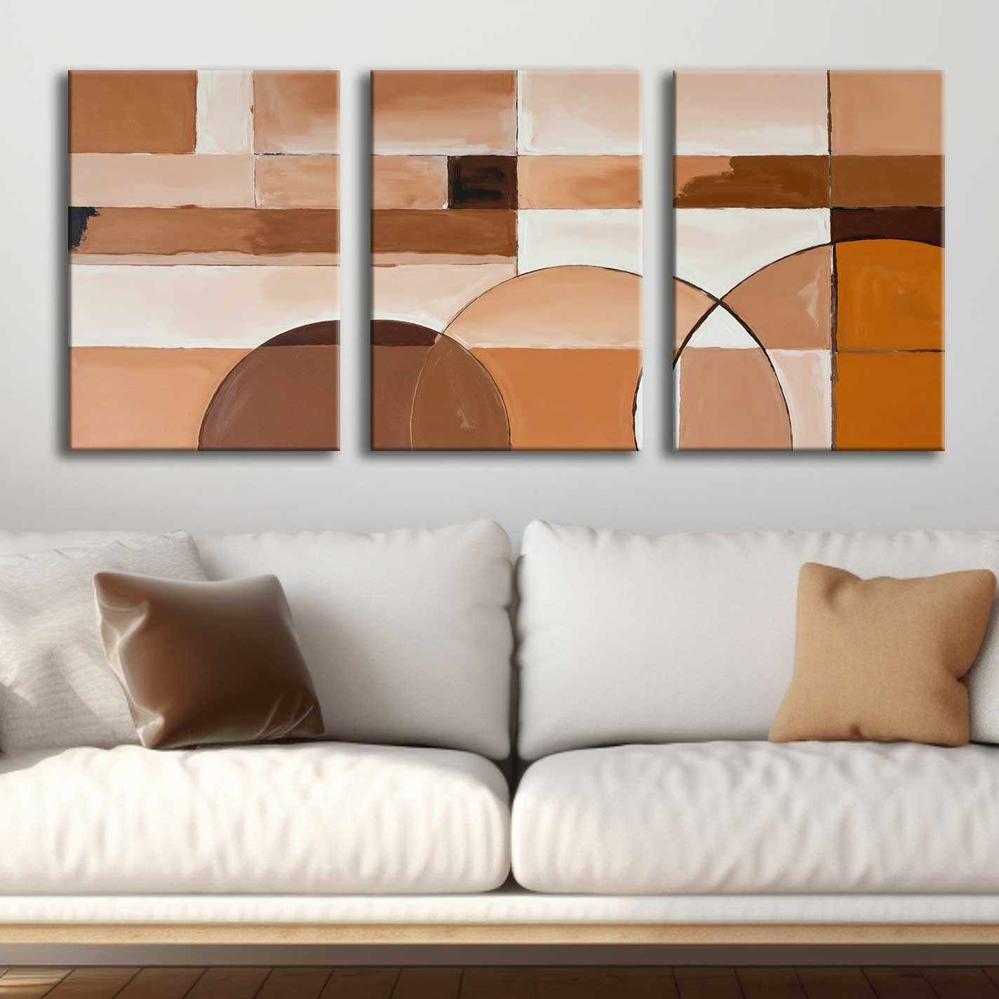 Soyut Modern Şekiller Kanvas Tablo – 3’lü Canvas Tablo Seti – VOOV4373