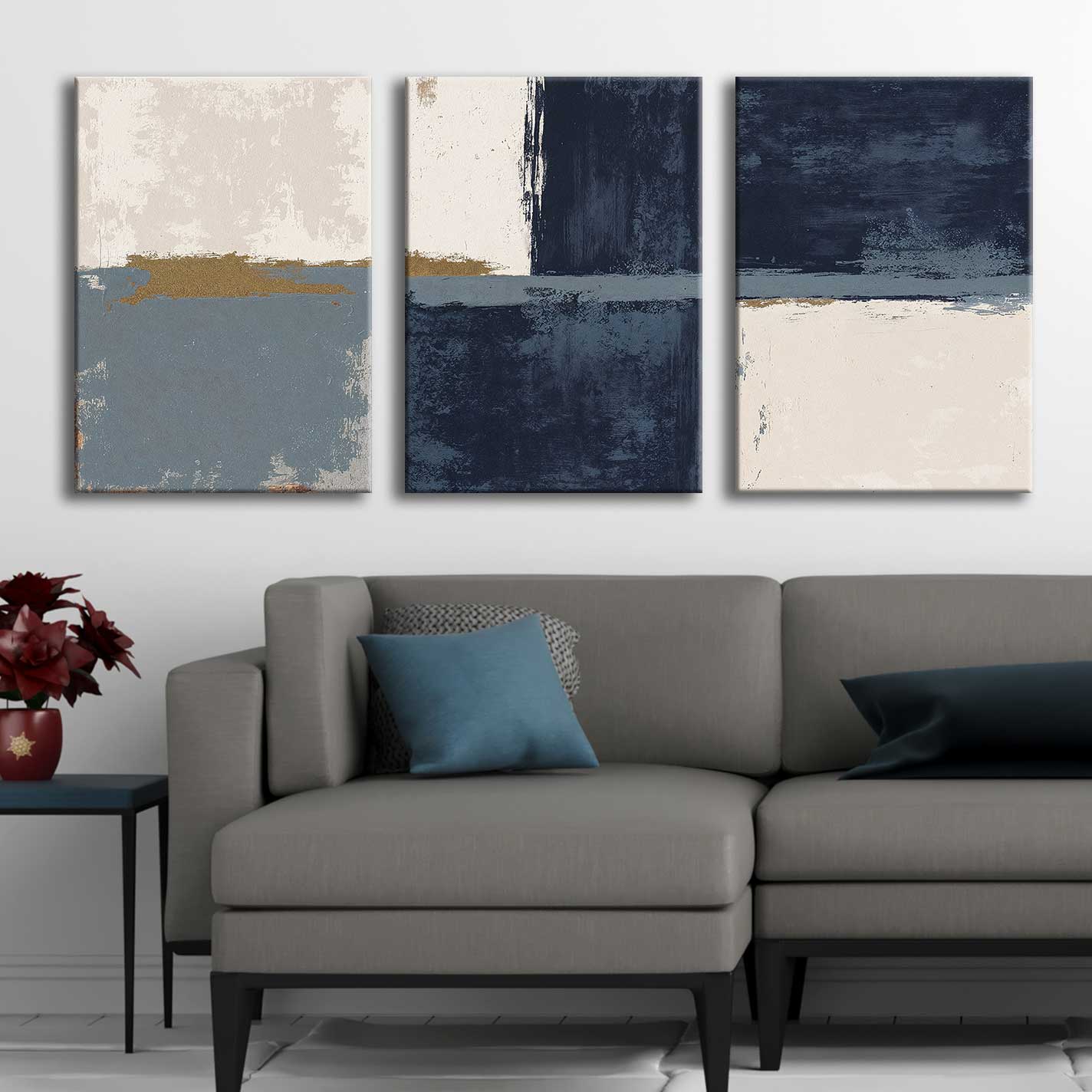 Soyut Modern Kanvas Tablo – 3’lü Canvas Tablo Seti – VOOV4374