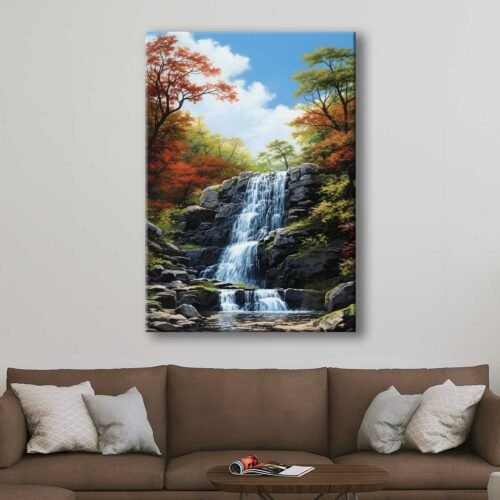 Orman ve Şelale Manzarası Dekoratif Kanvas Tablo - VOOV3118