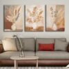 Modern Vazolar ve Çiçekler Kanvas Tablo - 3'lü Canvas Tablo Seti - VOOV4379
