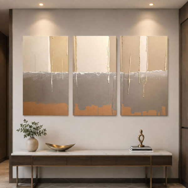 Soft Soyut Kanvas Duvar Tablosu - 3'lü Canvas Tablo Seti - VOOV4382