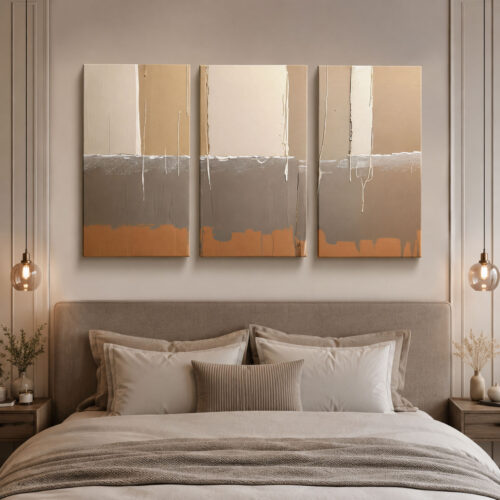 Soft Soyut Kanvas Duvar Tablosu - 3'lü Canvas Tablo Seti - VOOV4382