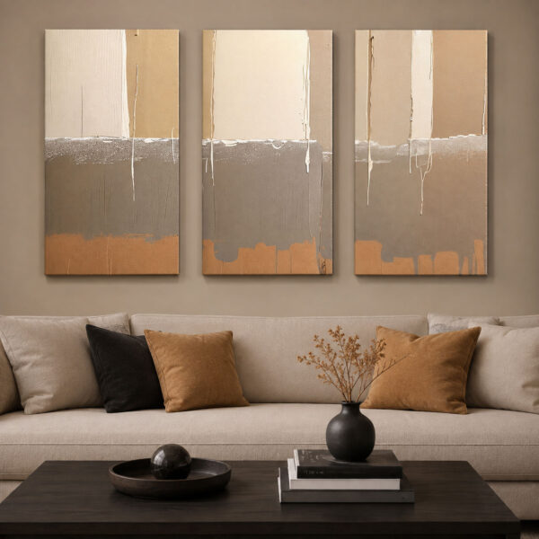 Soft Soyut Kanvas Duvar Tablosu - 3'lü Canvas Tablo Seti - VOOV4382