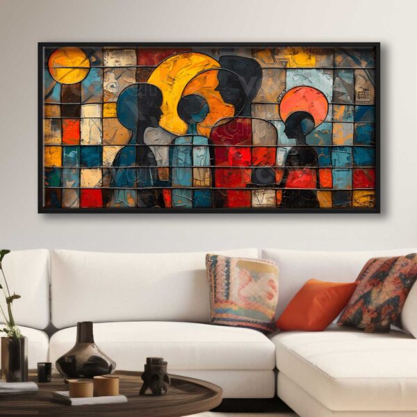 70x140cm Siyah Çerçeveli Aile Dekoratif Kanvas Tablo - ART1304