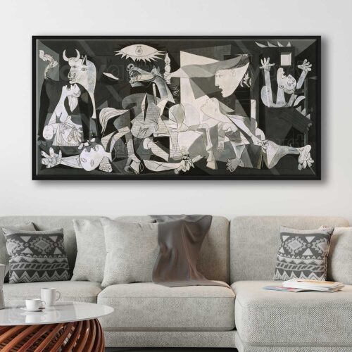 70x140cm Siyah Çerçeveli Pablo Picasso – Guernica ( Konuşan Müze) Kanvas Tablo - ART1306