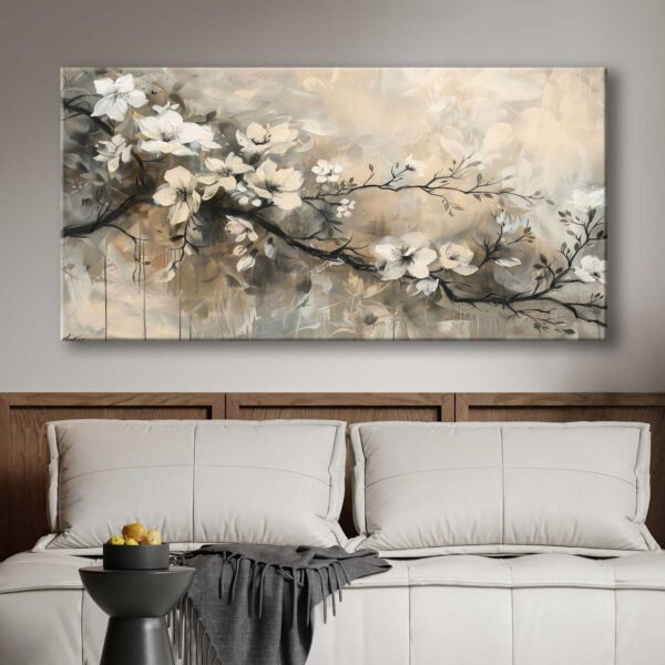 Ağaç Dalında Yaz Çiçekleri Dekoratif Kanvas Tablo - VOOV3126