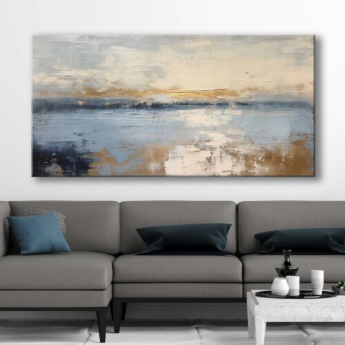 Soyut Sahil ve Deniz Manzarası Dekoratif Kanvas Tablo - VOOV3127