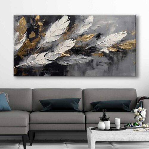 Soyut Kuş Tüyleri Dekoratif Kanvas Tablo - VOOV3128