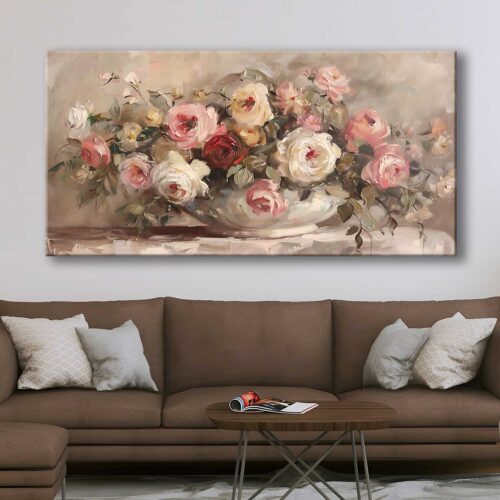 Modern Vazoda Çiçekler Dekoratif Kanvas Tablo - VOOV3137