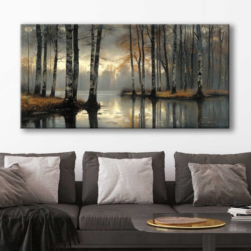 Orman ve Göl Manzarası Dekoratif Kanvas Tablo - VOOV3143
