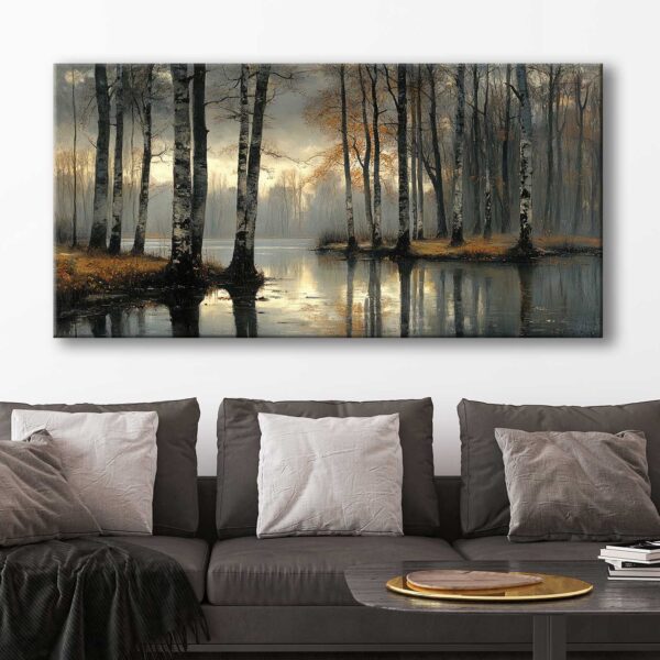Orman ve Göl Manzarası Dekoratif Kanvas Tablo - VOOV3143
