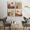 35x35 Bohem Modern Dekoratif Kanvas Tablo - 4'lü Canvas Tablo Seti - VOOV7003