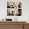 35x35 Coffee Modern Dekoratif Kanvas Tablo - 4'lü Canvas Tablo Seti - VOOV7004