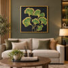 Doğal Ahşap Gold Çerçeveli 66x66cm Kabartma Dokulu Dekoratif Kanvas Tablo - ART8005