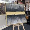 95x95 Eskitme Gold Çerçeveli Özel Dokulu Soyut Dekoratif Kanvas Tablo - ART8001