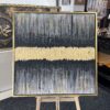 95x95 Eskitme Gold Çerçeveli Özel Dokulu Soyut Dekoratif Kanvas Tablo - ART8001