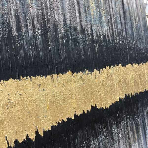 95x95 Eskitme Gold Çerçeveli Özel Dokulu Soyut Dekoratif Kanvas Tablo - ART8001