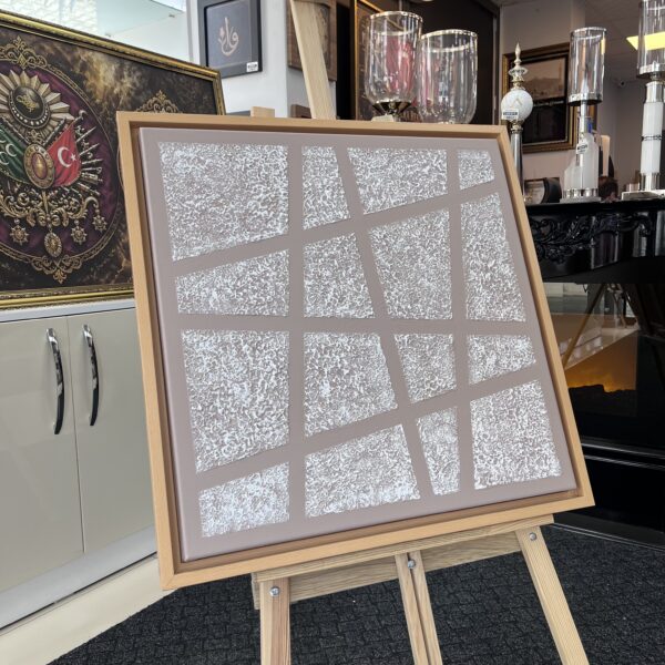 70x70 Naturel Çerçeveli Özel Dokulu Soyut Dekoratif Kanvas Tablo - ART8004