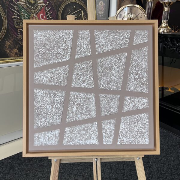 70x70 Naturel Çerçeveli Özel Dokulu Soyut Dekoratif Kanvas Tablo - ART8004