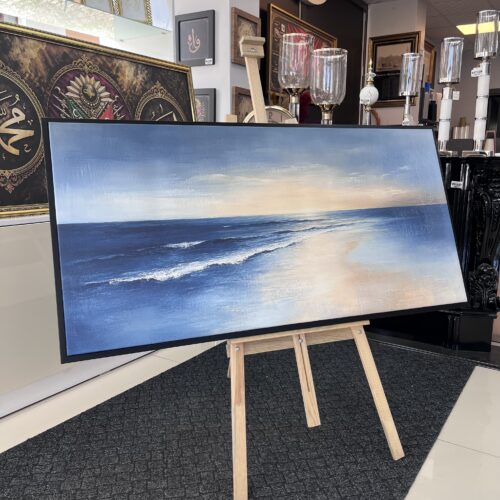 70x140cm Siyah Çerçeveli Deniz Manzarası Dekoratif Kanvas Tablo - ART8011