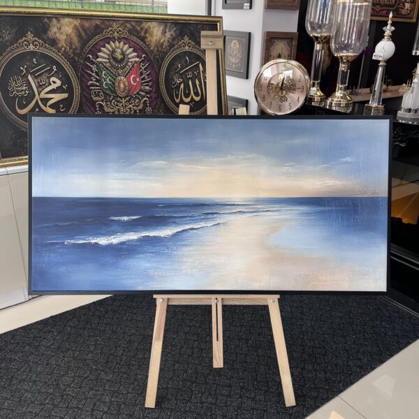 70x140cm Siyah Çerçeveli Deniz Manzarası Dekoratif Kanvas Tablo - ART8011