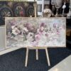 70x140cm Naturel Çerçeveli Soyut Çiçekler Dekoratif Kanvas Tablo - ART8008