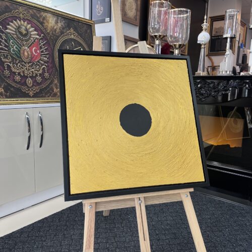65x65cm Siyah Çerçeveli Dokulu Soyut Dekoratif Kanvas Tablo - ART8012