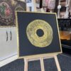 65x65cm Eskitme Gold Çerçeveli Dokulu Soyut Dekoratif Kanvas Tablo - ART8010