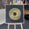 65x65cm Eskitme Gold Çerçeveli Dokulu Soyut Dekoratif Kanvas Tablo - ART8010