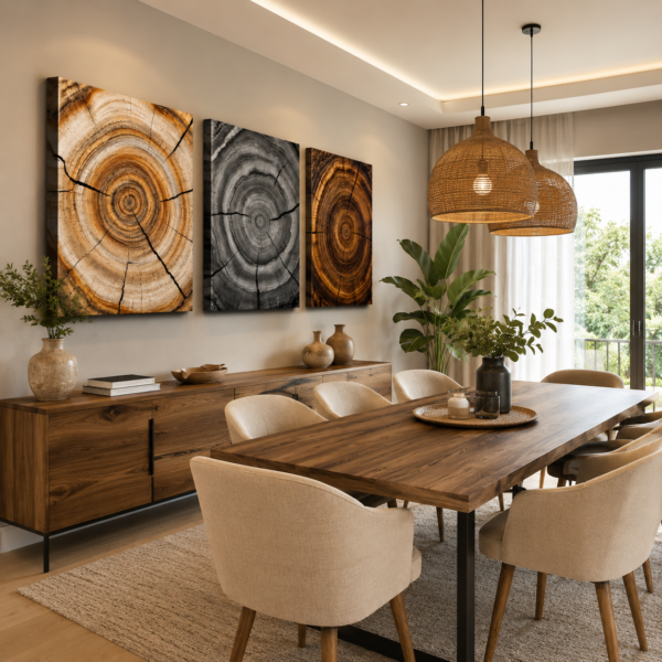 VOOV4383 Modern Soyut Kütükler Kanvas Tablo - 3'lü Canvas Tablo Seti - VOOV4383