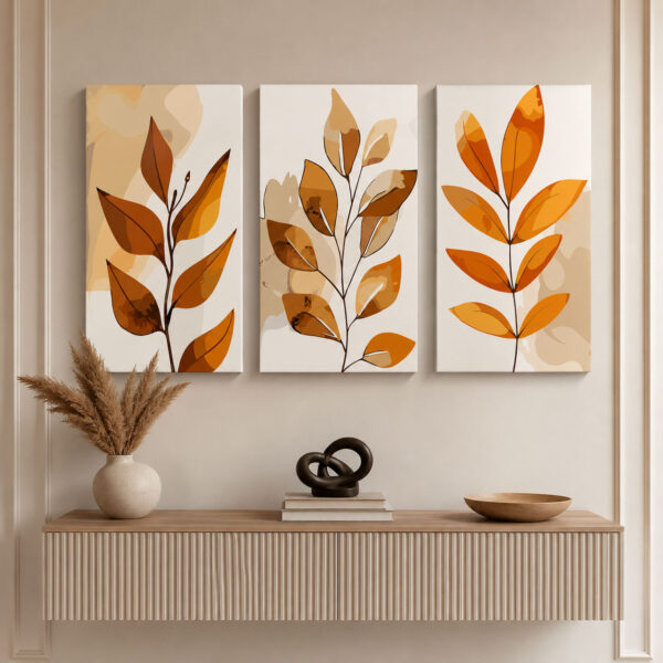 Sonbahar Yaprakları Kanvas Duvar Tablosu - 3'lü Canvas Tablo Seti - VOOV4384