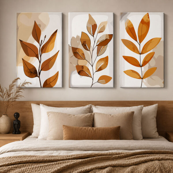 Sonbahar Yaprakları Kanvas Duvar Tablosu - 3'lü Canvas Tablo Seti - VOOV4384