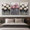 Soft Bloom Kanvas Duvar Tablosu - 3'lü Canvas Tablo Seti - VOOV4385