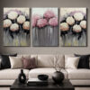 Soft Bloom Kanvas Duvar Tablosu - 3'lü Canvas Tablo Seti - VOOV4385