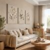 VOOV4385 (2) Modern Soyut Çiçekler Kanvas Tablo - 3'lü Canvas Tablo Seti - VOOV4385