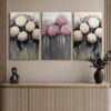 Soft Bloom Kanvas Duvar Tablosu - 3'lü Canvas Tablo Seti - VOOV4385