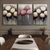 Soft Bloom Kanvas Duvar Tablosu - 3'lü Canvas Tablo Seti - VOOV4385