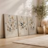 VOOV4385 (4) Modern Soyut Çiçekler Kanvas Tablo - 3'lü Canvas Tablo Seti - VOOV4385