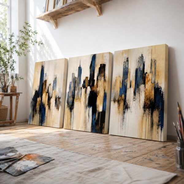 VOOV4388 (3) Modern Soyut Kanvas Tablo - 3'lü Canvas Tablo Seti - VOOV4388