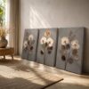 VOOV4390 (1) Modern Soyut Çiçekler Kanvas Tablo - 3'lü Canvas Tablo Seti - VOOV4390