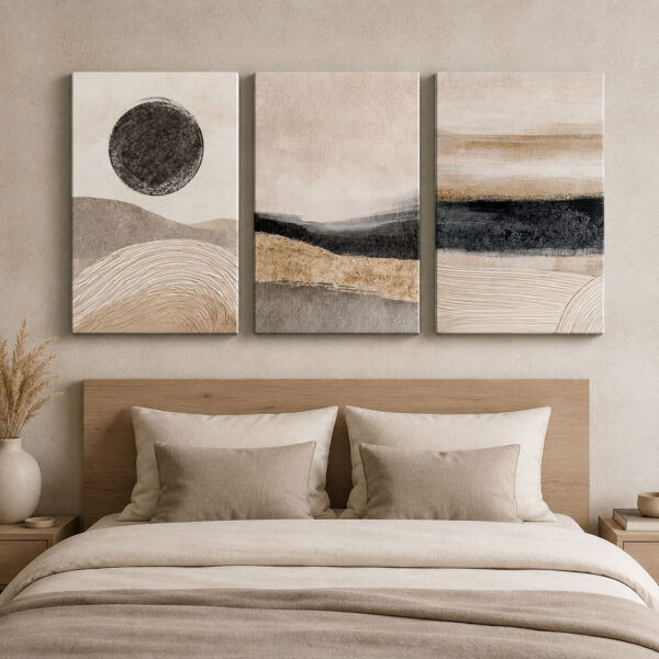 Modern Soyut Kanvas Tablo - 3'lü Canvas Tablo Seti - VOOV4390