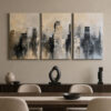 Silent City Kanvas Duvar Tablosu - 3'lü Canvas Tablo Seti - VOOV4393